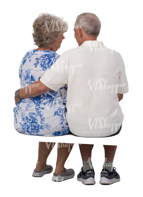 cut out elderly couple sitting