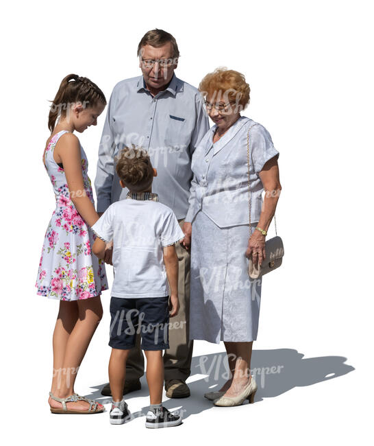 grandparents with grandchildren standing