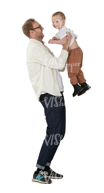 cut out father lifting up his son