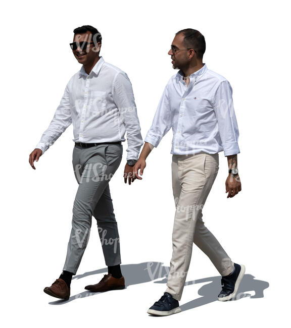 two cut out middle eastern men walking