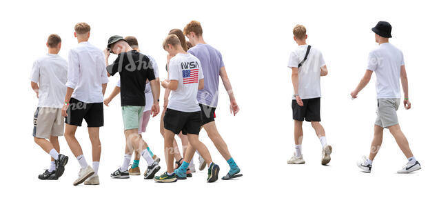 large group of young men walking 