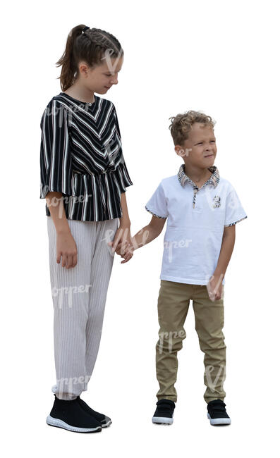 two children standing hand in hand