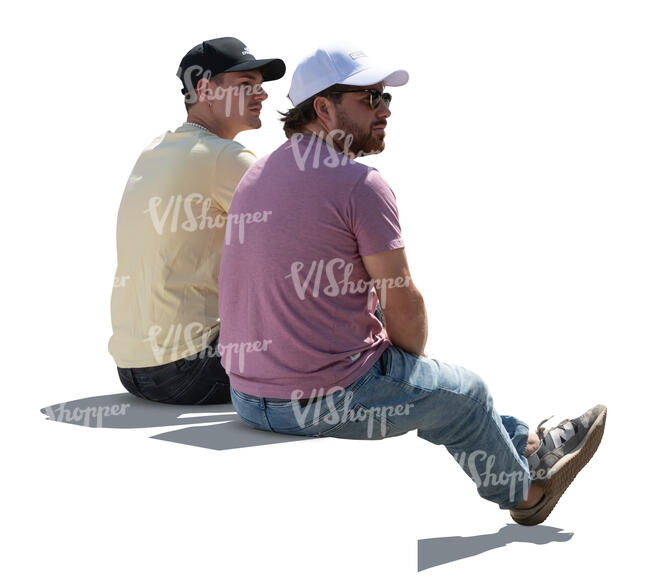 two casual backlit men sitting