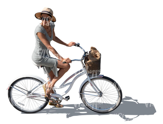 top view of a woman riding a bike