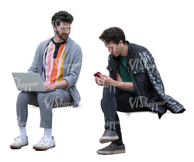 two cut out men sitting