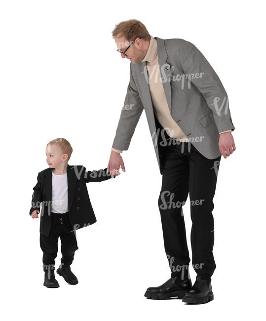 man walking with his little son 