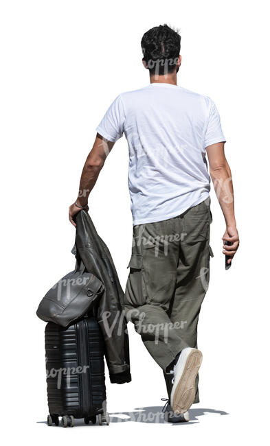 cut out man with a suitcase walking