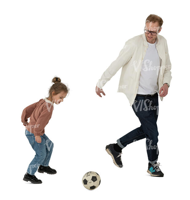 father and daughter playing football