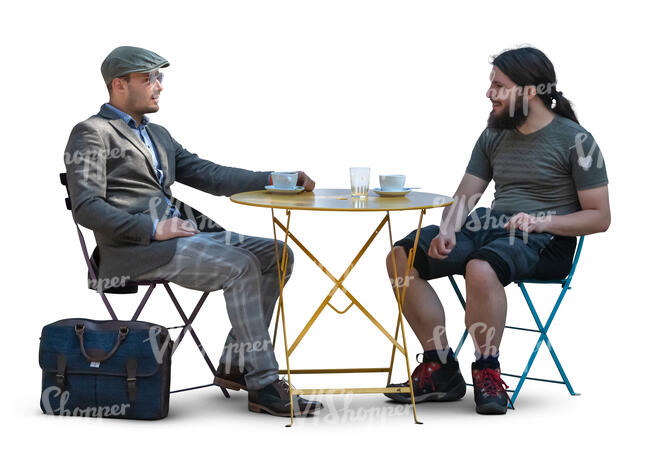 two men sitting in a cafe