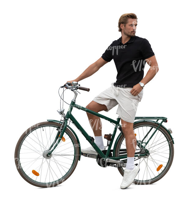 man with a bicycle standing