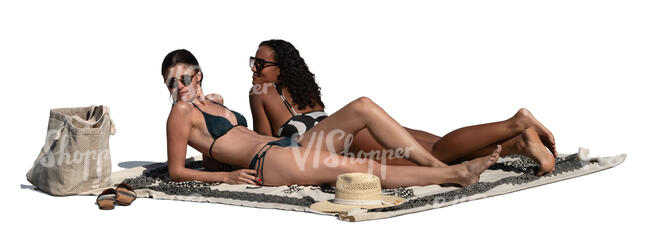 two cut out women sunbathing