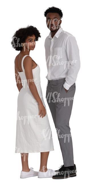 cut out man and woman standing together