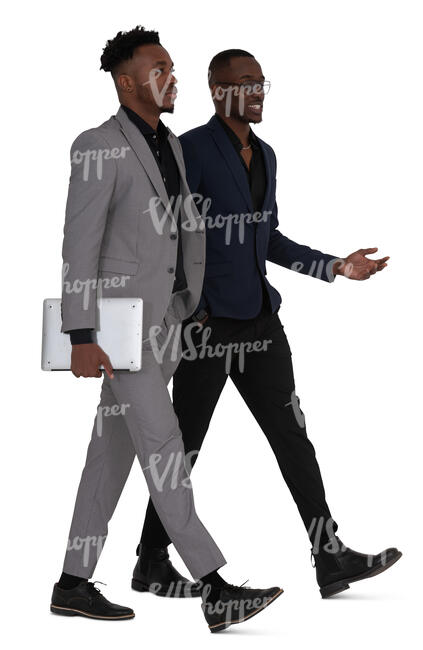 two black businessmen walking