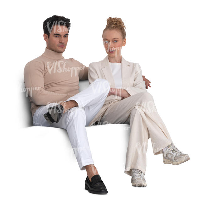 cut out elegant couple sitting on the sofa