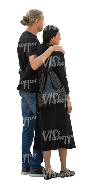 cut out couple standing and looking at smth