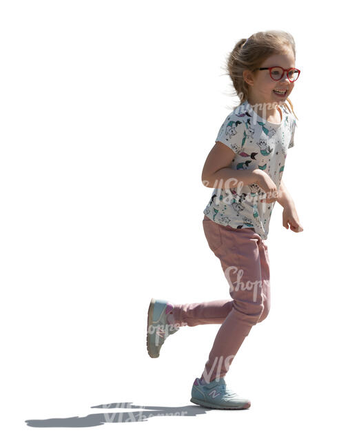 cut out backlit little girl running