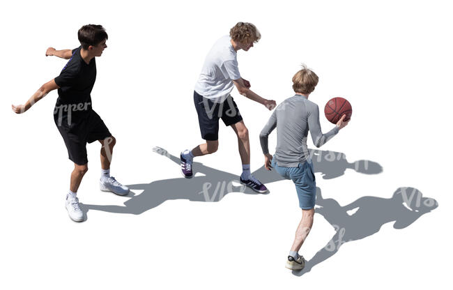 top view of three boys playing ball