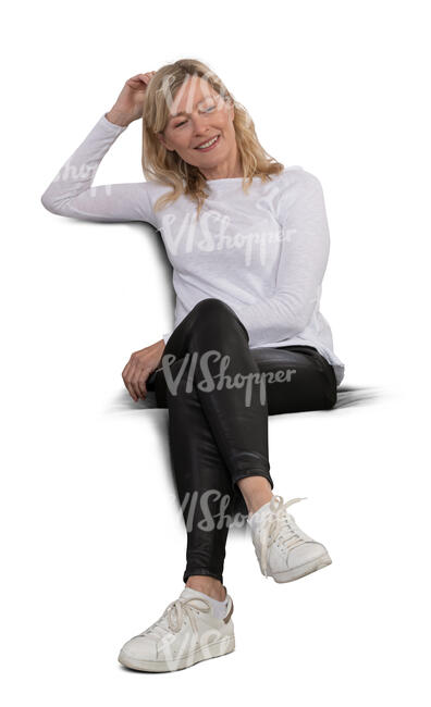 cut out woman sitting on a sofa