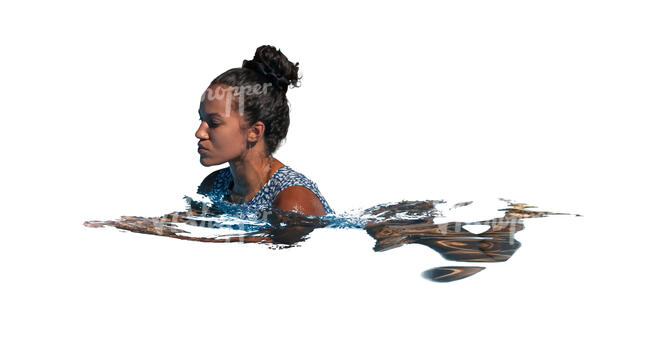 black woman swimming in the pool