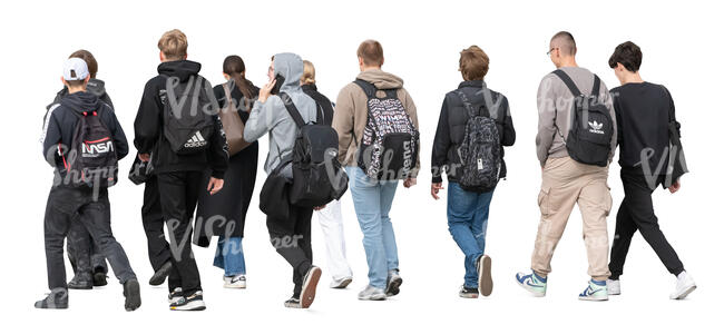 cut out large group of young people walking