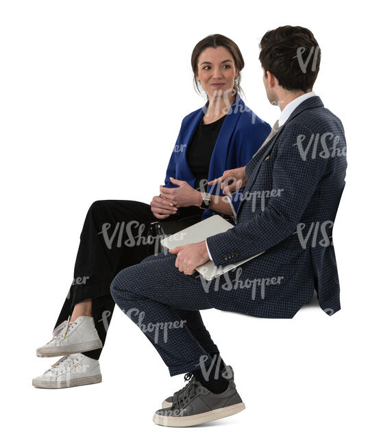 man and woman on a business meeting sitting and talking