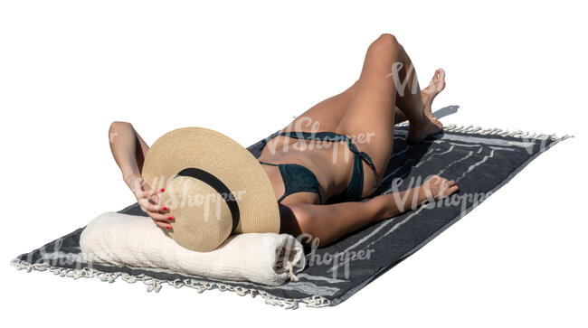 cut out woman sunbathing