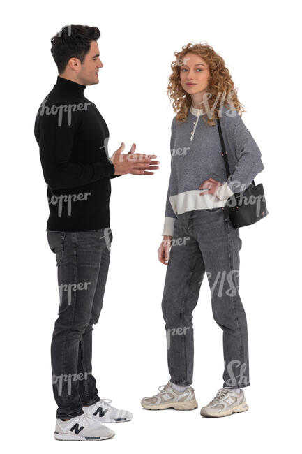 cut out man and woman talking