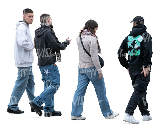 cut out group of young people walking