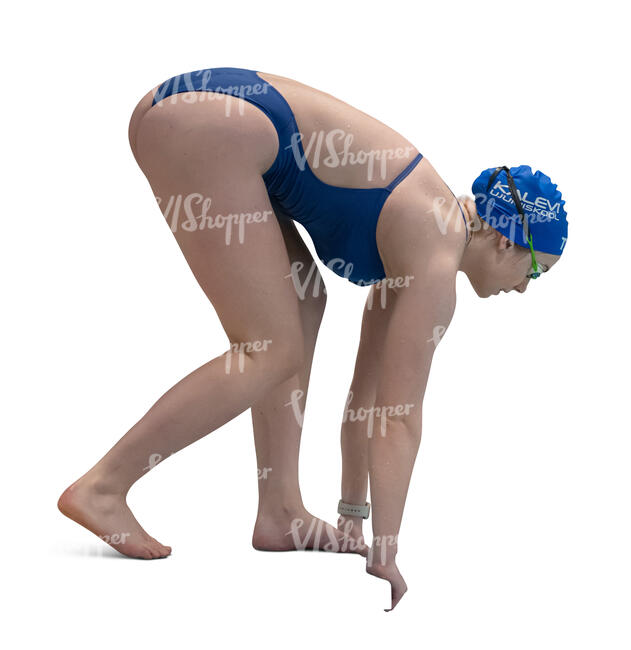 swimmer preparing to jump into water