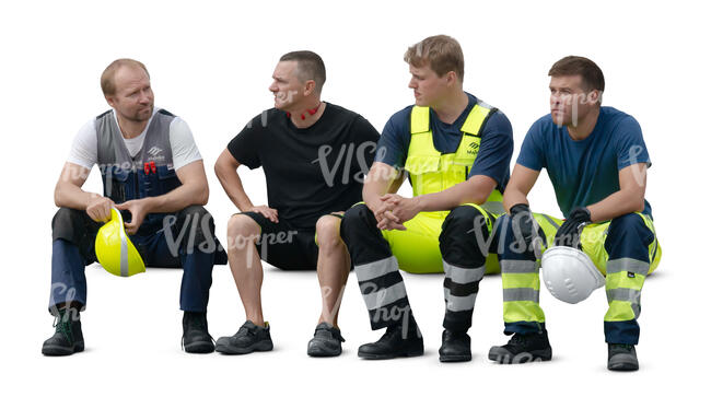 group of workmen sitting and resting