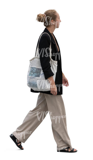 cut out woman walking in side view