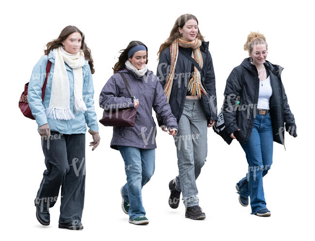 group of women in autumn walking together