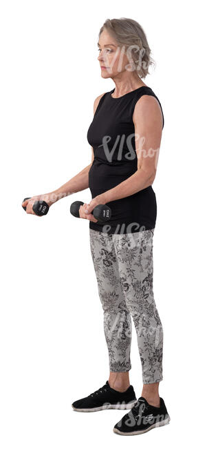 cut out older woman doing sports