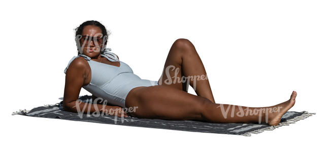 cut out woman in a swimsuit sunbathing