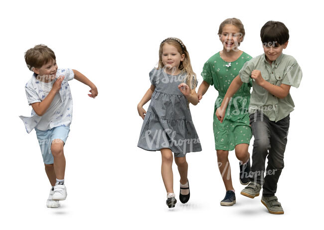 cut out group of children running