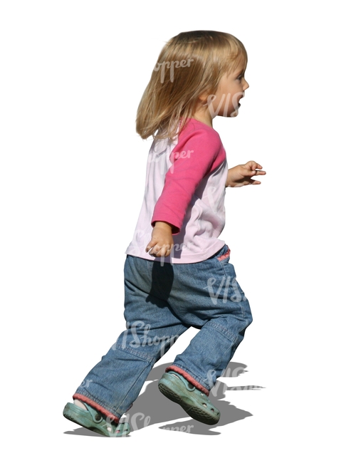 cut out blond girl running