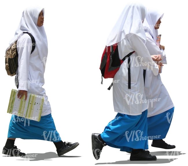 cut out muslim schoolgirls walking