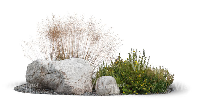 cut out composition of rocks and small plants