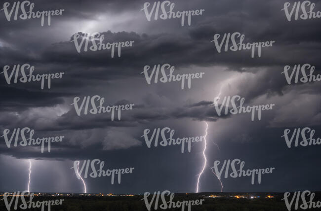 stormy night sky with lightning bolts