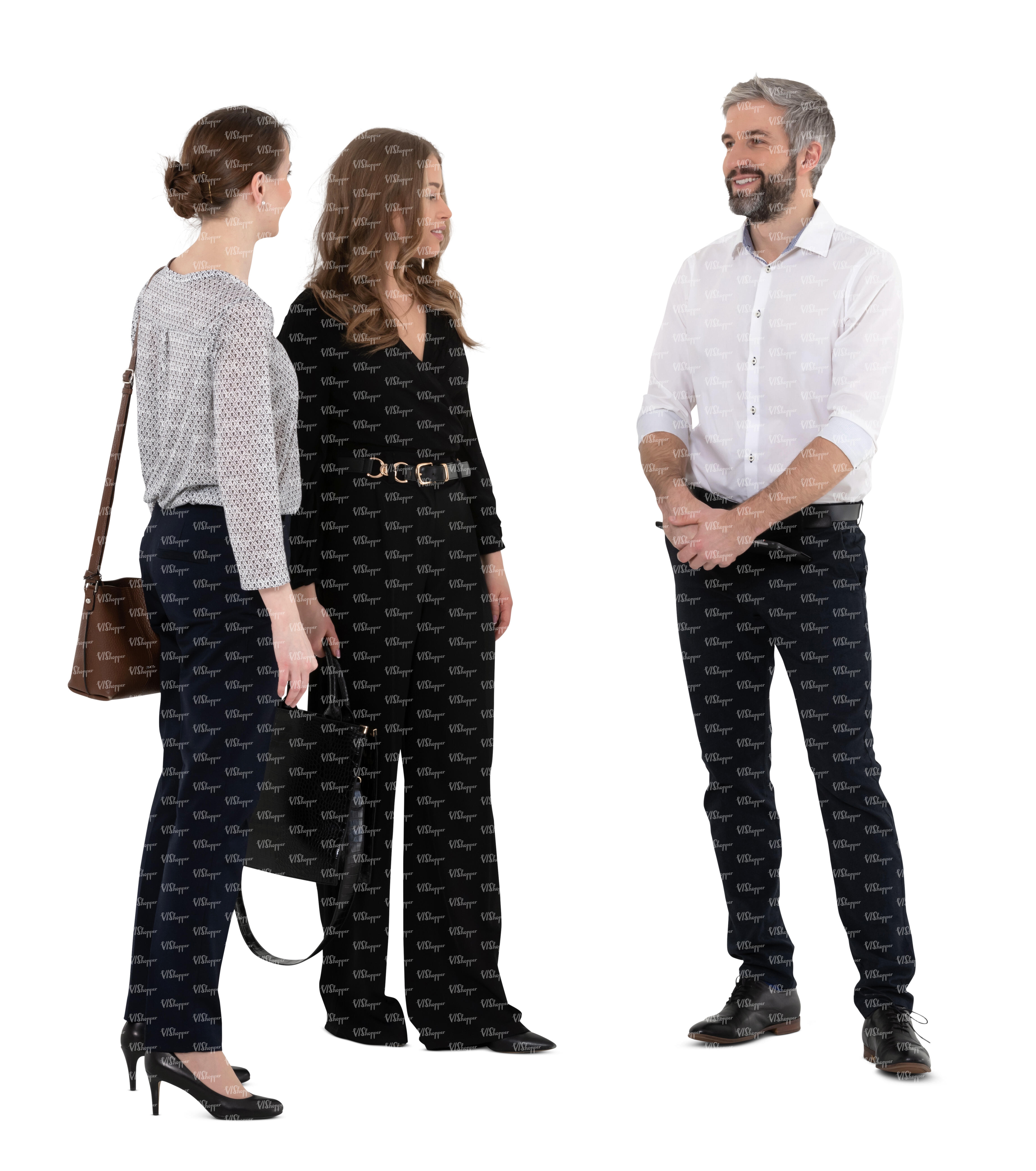 three cut out people standing and talking - VIShopper