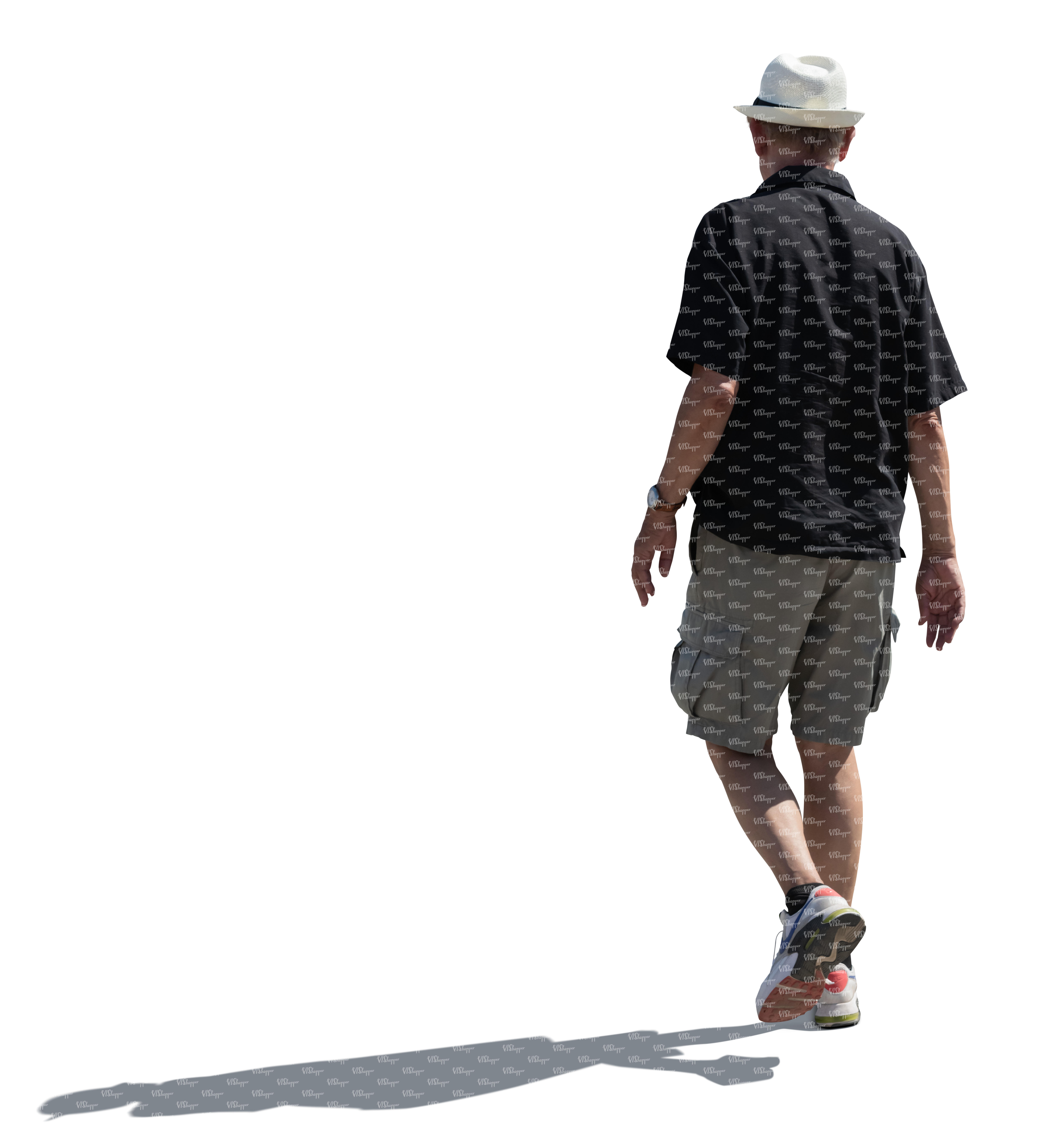 cut out elderly backlit man walking in summer - VIShopper