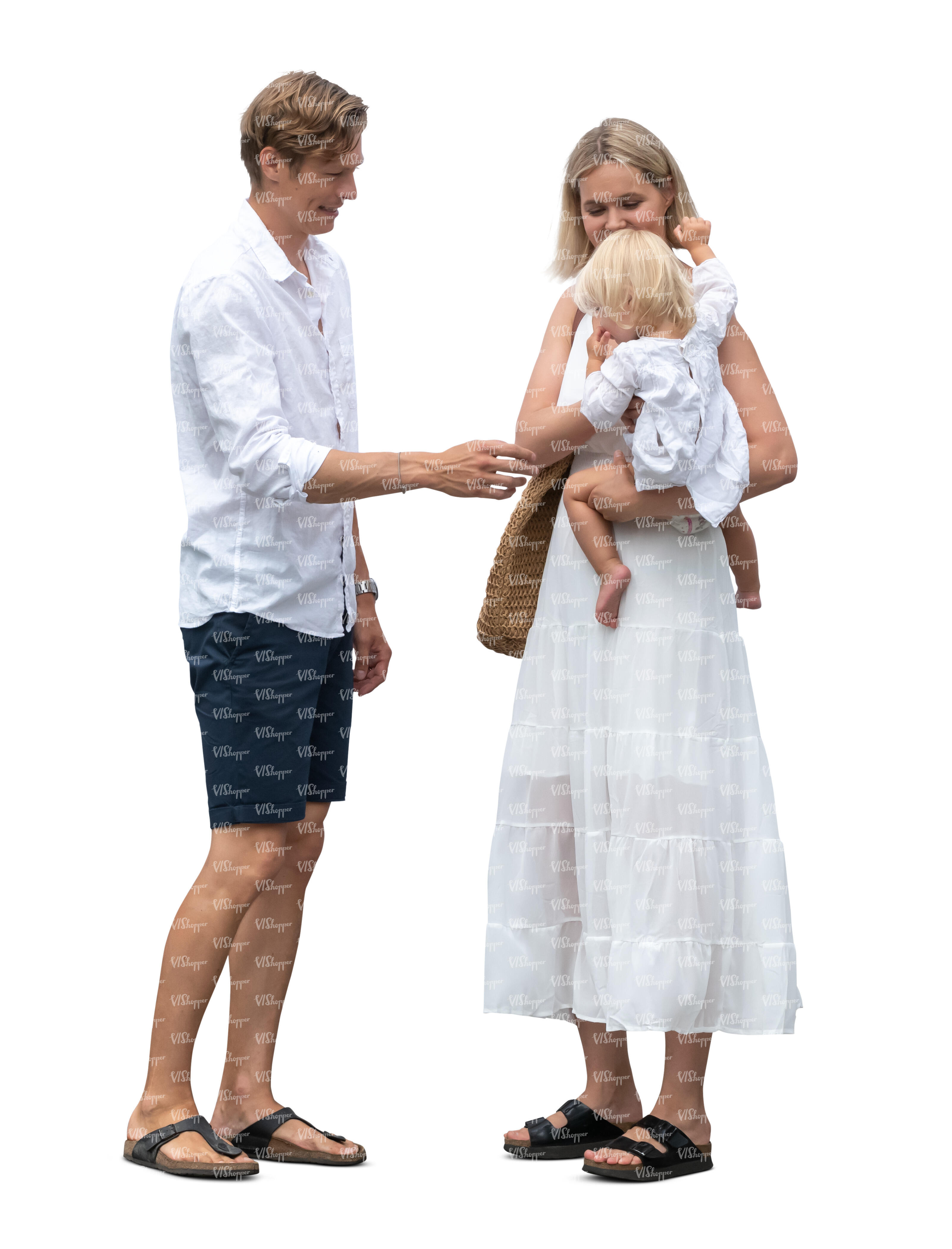 cut out couple in formal summer clothes standing together - VIShopper