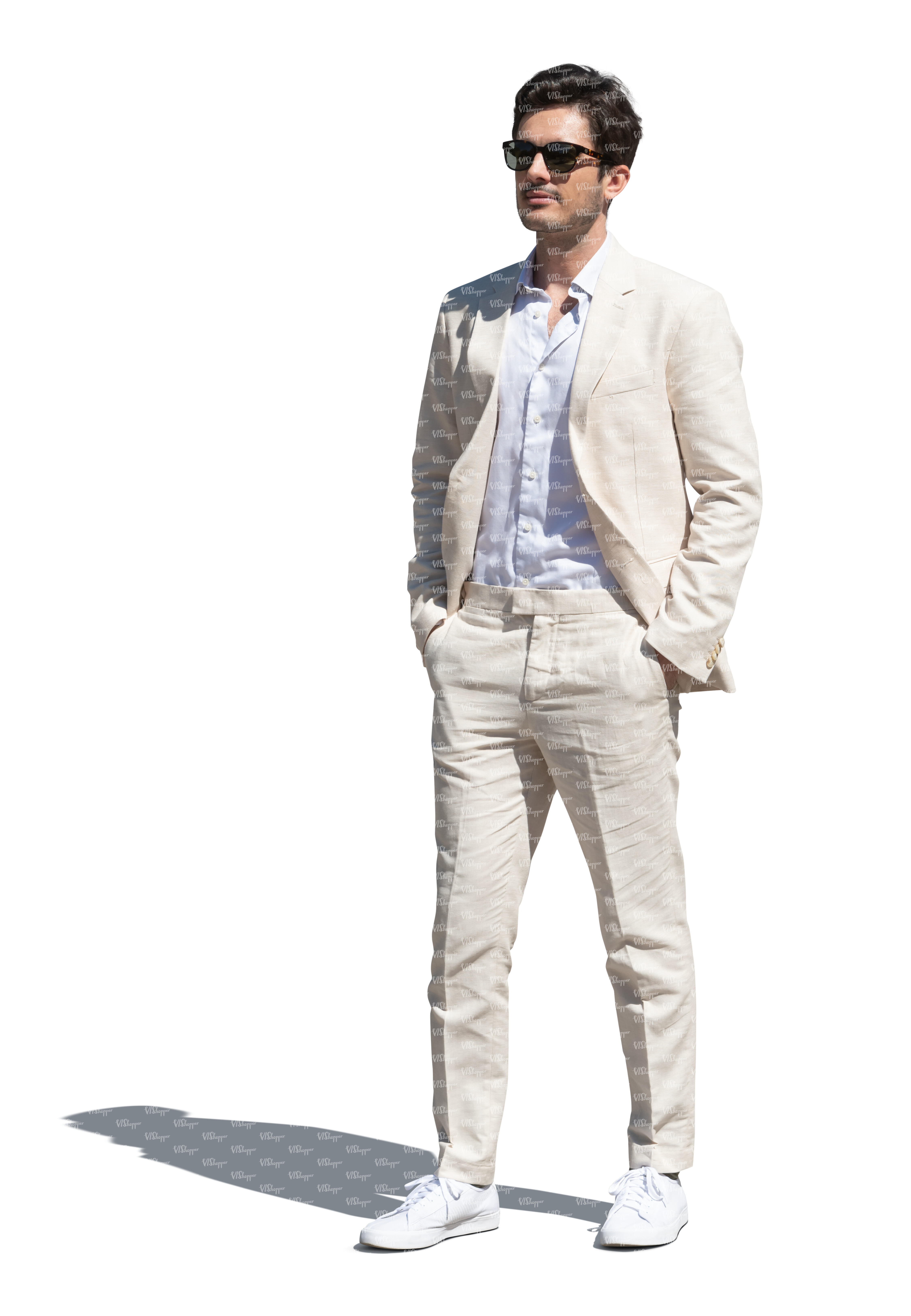 cut out man in a white suit standing - VIShopper