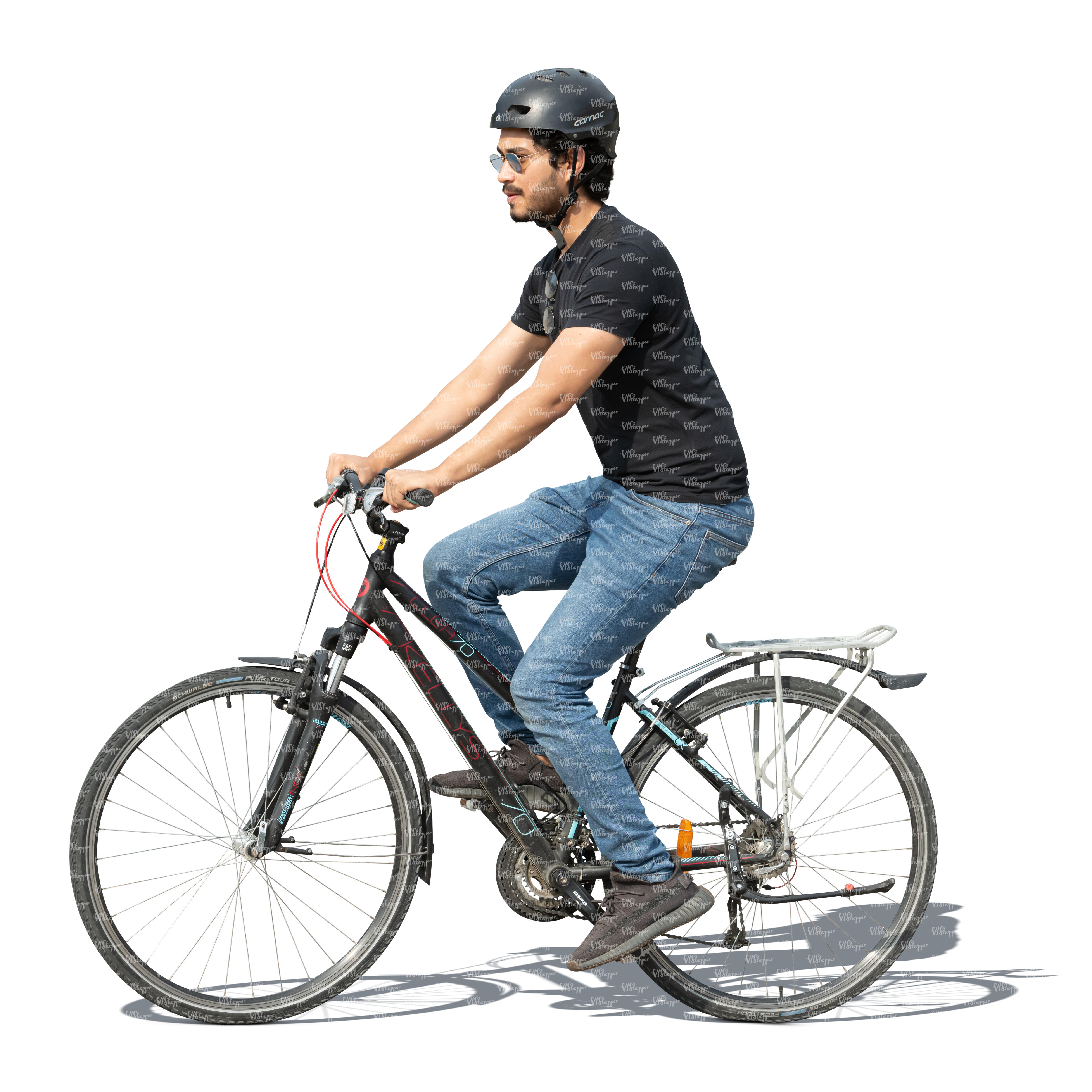 man with a helmet riding a bike - VIShopper